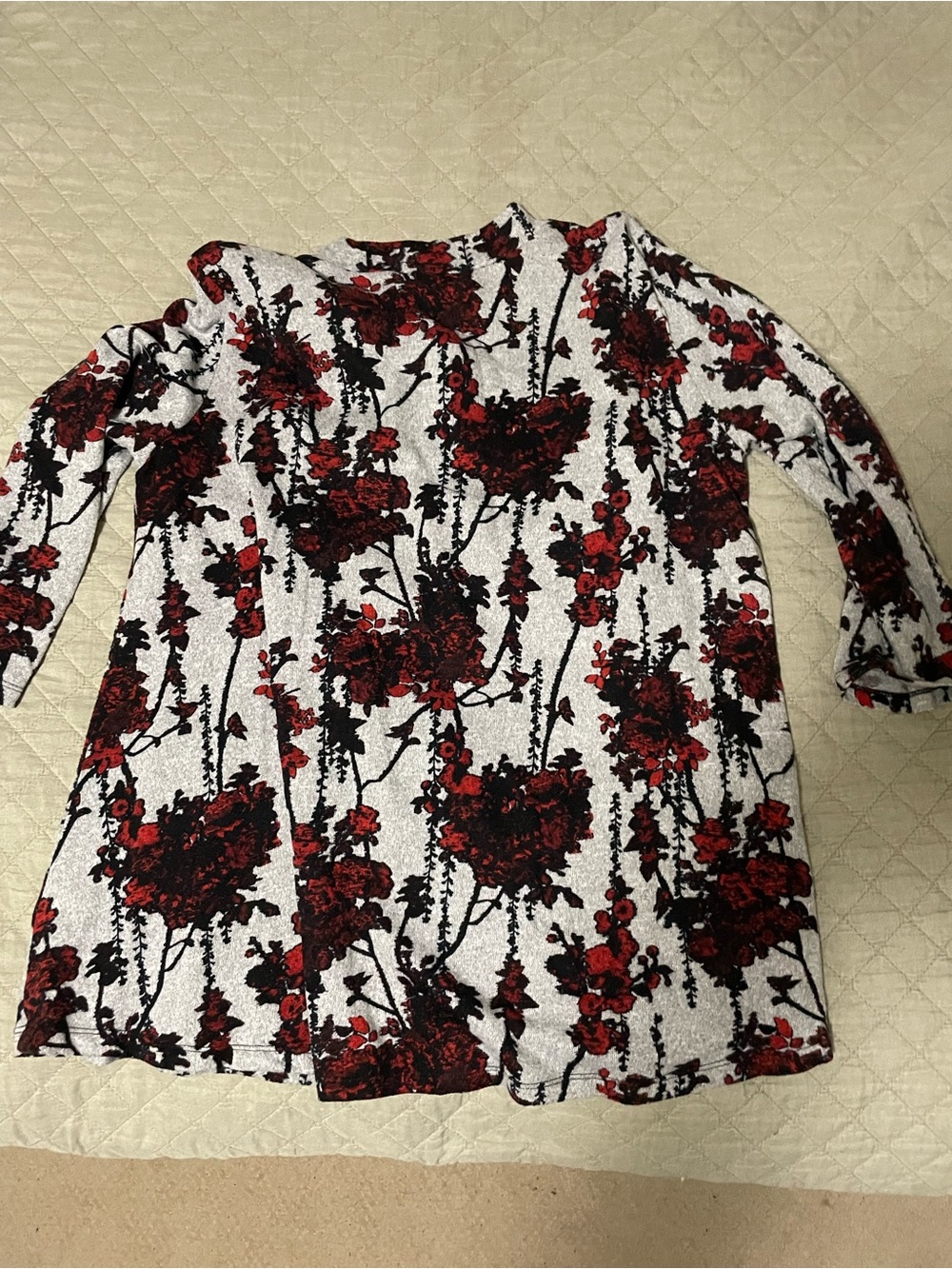 White Mini Dress with Red Floral Print